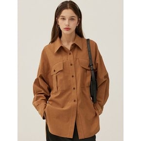 SUEDE ESSENTIAL SHIRT -  CAMEL