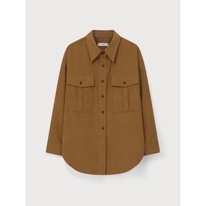SUEDE ESSENTIAL SHIRT -  CAMEL