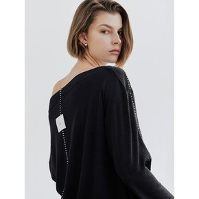 Unbalanced off- shoulder knit / Black