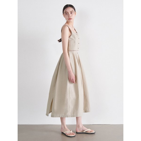Sleeveless flare dress (BEIGE)