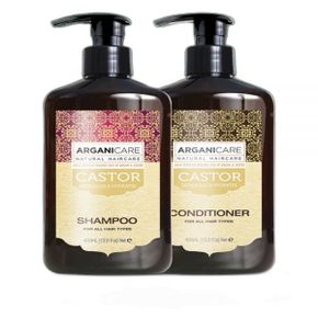 ARGANICARE 캐스터&아르간 오일 모발 강화 샴푸 400ml+헤어 컨디셔너 400ml