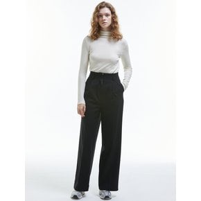 Fleece High Waist Slacks [Black]