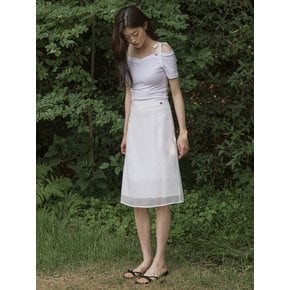 Wrinkle see through layered midi skirt - white