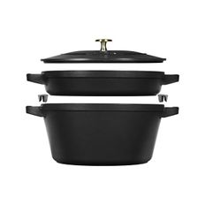 독일 스타우브 무쇠냄비 STAUB La Cocotte Cooking Pot Set 2 Pieces Round Cast Iron 블랙 1344