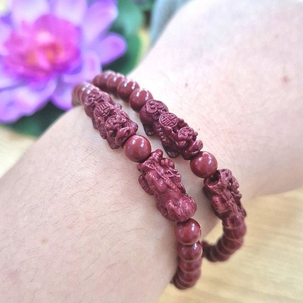 붉은색 진사 비휴팔찌 액막이 6mm염주 팔찌 1P (WFFQRZ3)