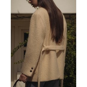 Hairy belt wool blended jacket_Butter