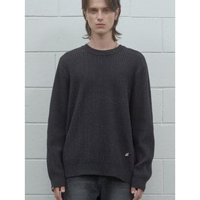 TWO TONE RIBBED CREW NECK KNIT BK