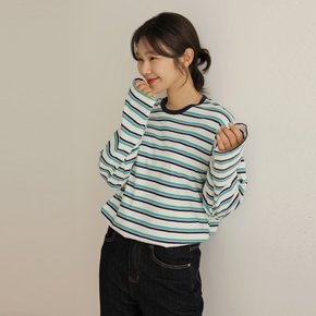 [66-120] 테언 라운드 단가라 배색 티