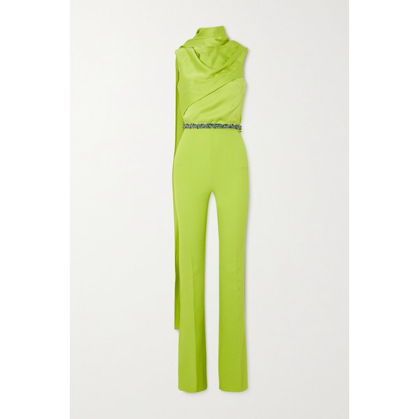 사피야 카라 드레이프 새틴 크레이프 점프수트 라임 그린 1647597288555771