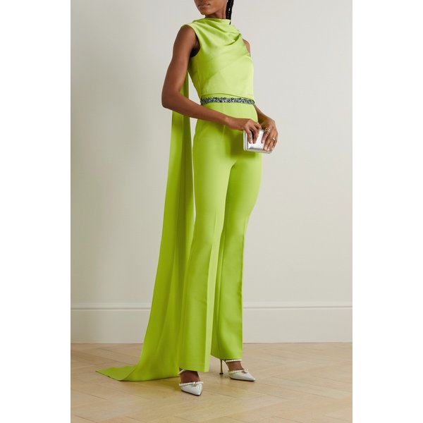 사피야 카라 드레이프 새틴 크레이프 점프수트 라임 그린 1647597288555771