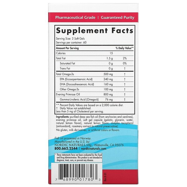 노르딕 내츄럴스 우먼 오메가3 달맞이꽃종자유 500mg 120 소프트젤 x 3통