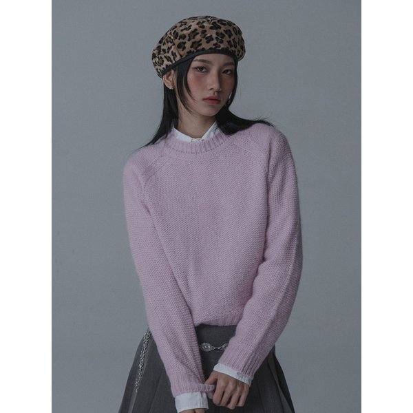 [리퍼브] ALPACA SADDLE ROUND NECK KNIT_PINK