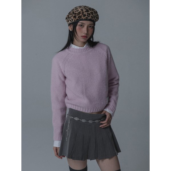 [리퍼브] ALPACA SADDLE ROUND NECK KNIT_PINK
