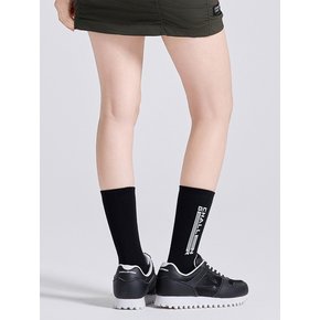 유니 로고 디테일 쿠션 중목 양말 블랙