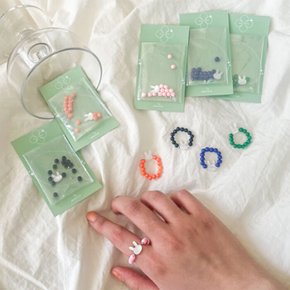 DIY 토끼 자개 비즈 구슬 반지 만들기 키트 5컬러 DIY Rabbit Pearl Beads Ball Ring Maker Kit 5 Colors