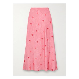 러브셰이크팬시 노암 플로럴 프린트 새틴 자카드 맥시 스커트 핑크 1647597343718795