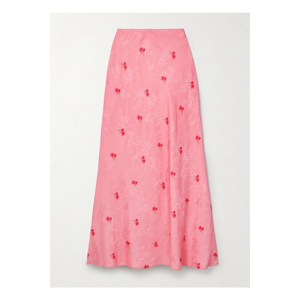 노암 플로럴 프린트 새틴 자카드 맥시 스커트 핑크 1647597343718795