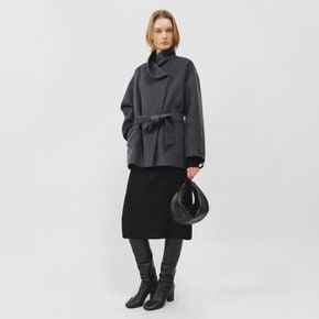 [CH 11/9발송] 울 핸드메이드 드레이프 하이넥 하프 코트 / WOOL HANDMADE DRAPE HIGH NECK COAT