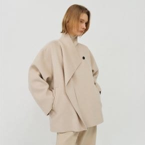 [CH 11/9발송] 울 핸드메이드 드레이프 하이넥 하프 코트 / WOOL HANDMADE DRAPE HIGH NECK COAT