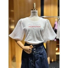 [시흥점] [시흥점] 여성 백슬릿 U넥 볼륨소매 티셔츠 (EQ2OTH05)