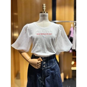 [시흥점] 여성 백슬릿 U넥 볼륨소매 티셔츠 (EQ2OTH05)