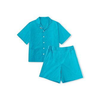프랭클리슬리핑 Pure Cotton Solid Pajama Set, Aqua Blue