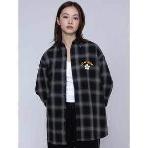 [UNISEX]플라워 GRAVEROF 아치 로고 체크셔츠_블랙