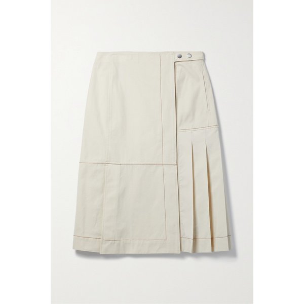 필립림 플리츠 패널 코튼 캔버스 립스탑 미디 랩 스커트 크림 1647597289124276