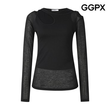 GGPX 슬림 레이어드 컷아웃 티셔츠 (GP8TS011F)