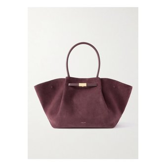 DEMELLIER 드멜리어 뉴욕 라지 가죽 트리밍 스웨이드 토트 버건디 46376663162913572