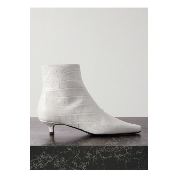 넷 서스테인 크로코 슬림 크로커다일 이펙트 가죽 앵클 부츠 화이트 1647597326276598