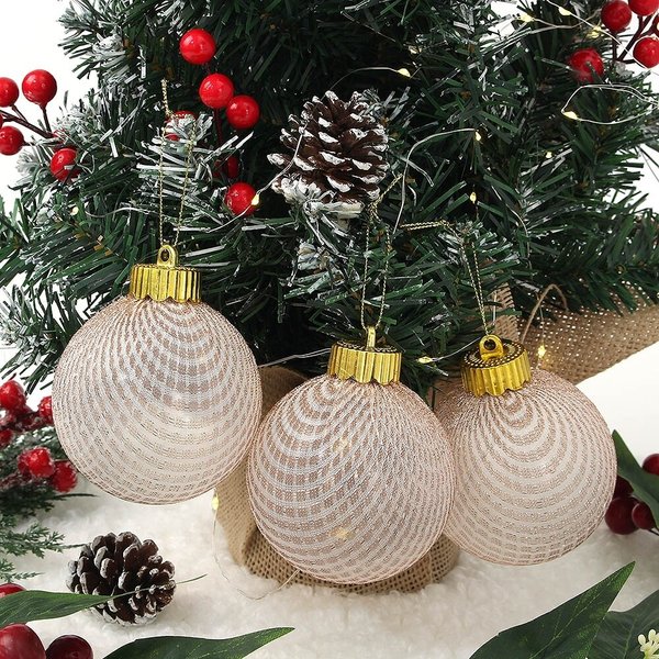 시스루 레이스 장식볼 3p세트(8cm) (샴페인골드네트)