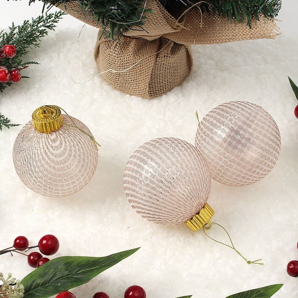 시스루 레이스 장식볼 3p세트(8cm) (샴페인골드네트)