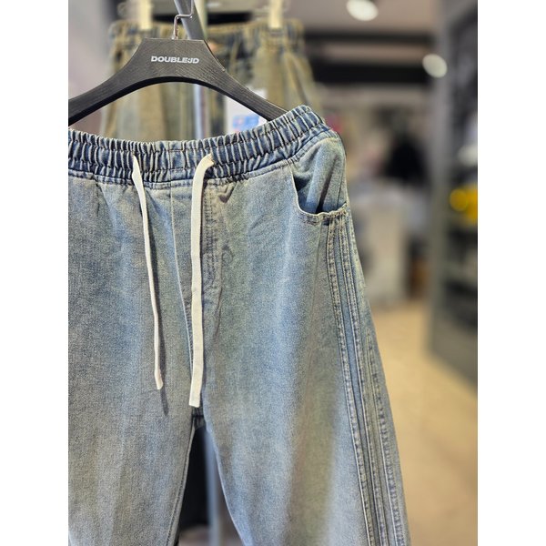 [시흥점] 2선 데님 스트레이트 세미와이드팬츠(남여공용)/JGZZ80101BL