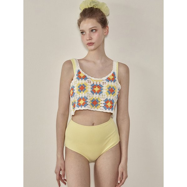 심포니 크로셰 크롭 커버업 - White