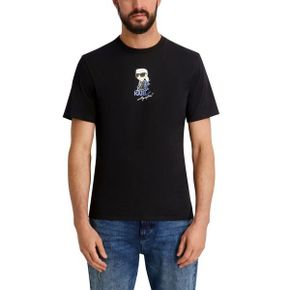 칼라거펠트 맨즈 Short-Sleeve Regular-Fit Crewneck 티셔츠 - 블랙 26255024 1386672