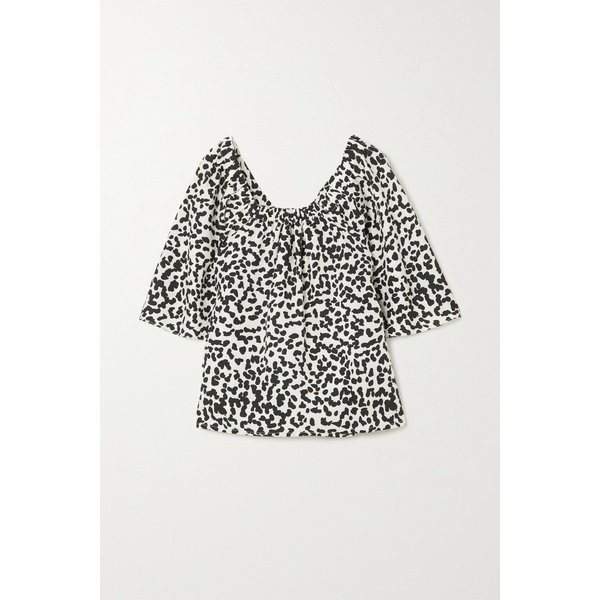 Etta Gathered Printed Tencel Lyocell Blouse 아이보리 1647597284438554