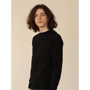 Wool soft round neck knit (Black)