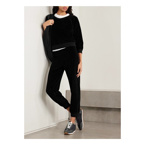 수지 콘디 티노스 코튼 혼방 벨루어 트랙 팬츠 블랙 46376663162907337