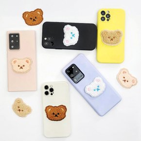 [갤럭시A]Linkvu 코튼 베일리 곰돌이패치 컬러케이스 퀀텀 A82 A52 A42 A32 A33 A53 A71 A51 A31