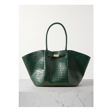 DEMELLIER 드멜리어 뉴욕 크로커다일 이펙트 가죽 토트 다크 그린 1647597338076655