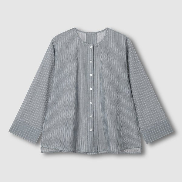 여 퓨어 코튼 긴팔 파자마 셔츠 J206101029058