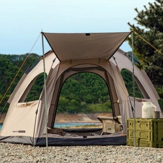 로티캠프 육각 자동 대형 방수 감성 캠핑 그늘막 돔 원터치 텐트 4윈도우