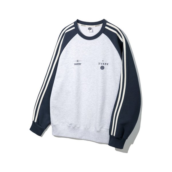 [기모추가]앨빈클로 매니페스트 레글런 배색 트랙 오버핏 맨투맨 MAR841 (6 COLOR)