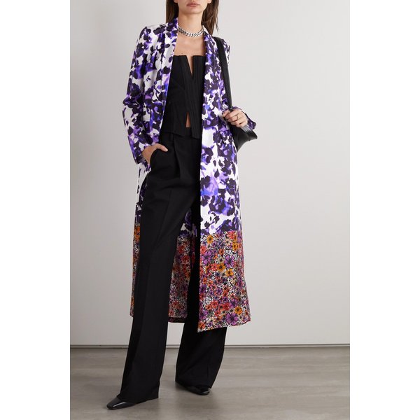 플로럴 프린트 실크 트윌 패널 코트 1647597302102113