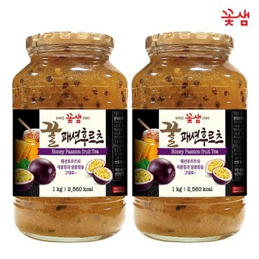  꽃샘 꿀 패션후르츠차 1KG x2 ( 과일청 에이드)