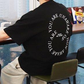 WSN 남자 빅사이즈 써클 레터링 텐덤 워싱 반팔티