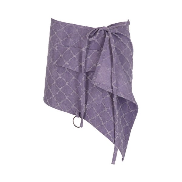 26SS PURPLE CROSS PATTERN DENIM WRAP SKIRT