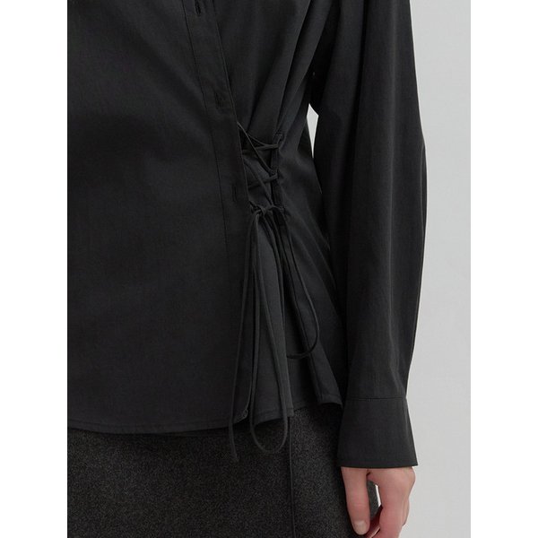 2Way Lace-Up Shirt Blouse Black AT5SHF013BK