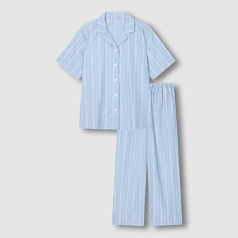 JAJU 여 스트라이프 반팔 10부 파자마 세트 J216201083052